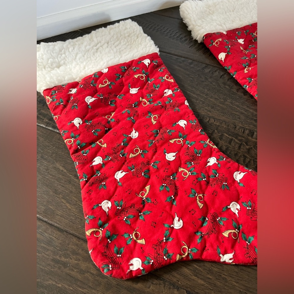 Vintage Festive Red Christmas Stockings Set of 2 - Picture 2 of 6